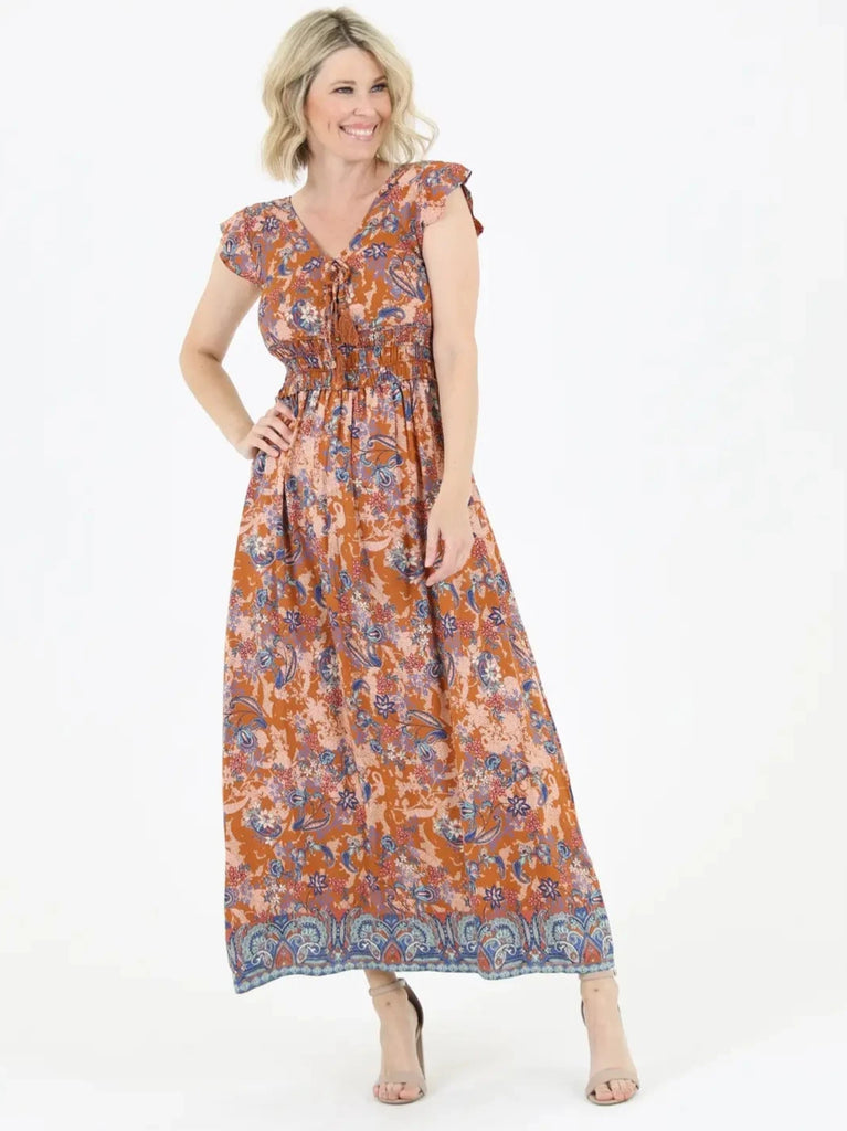Raelynn Floral Print Maxi Dress  Six Cypress Boutique