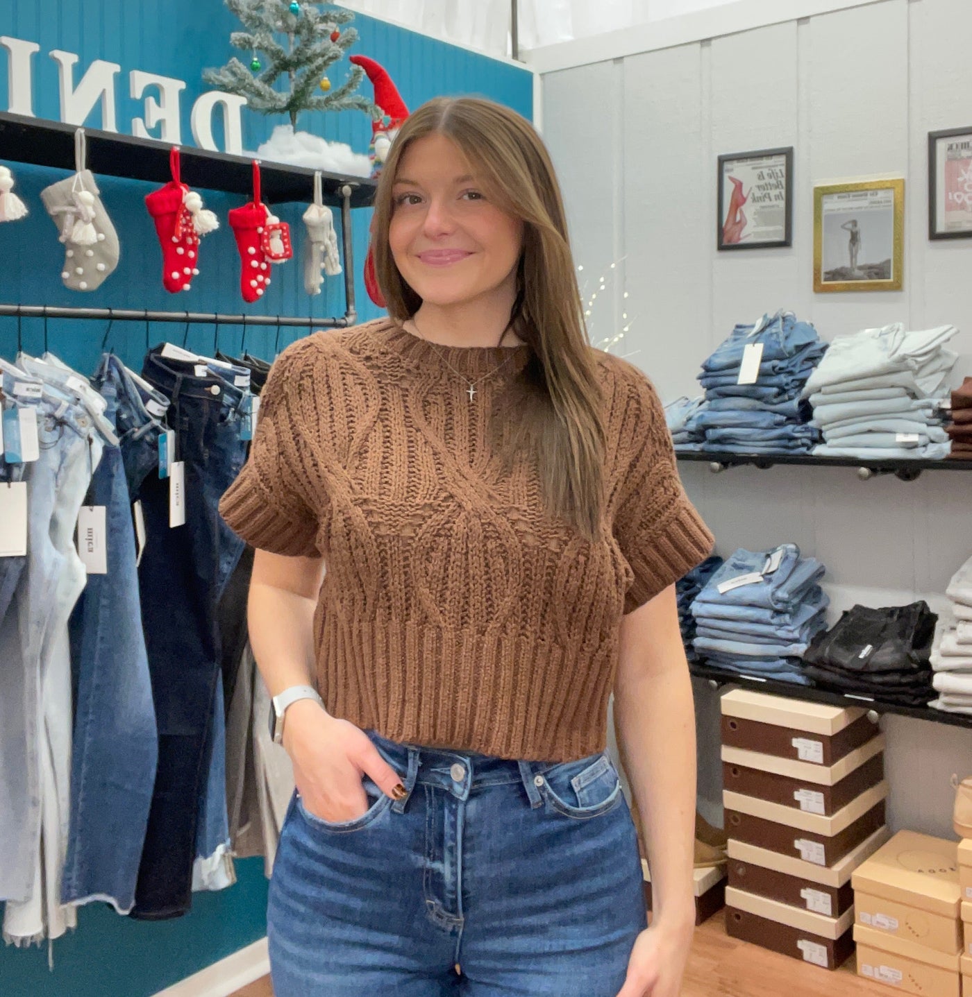 Everly Crochet Round Neck Sweater