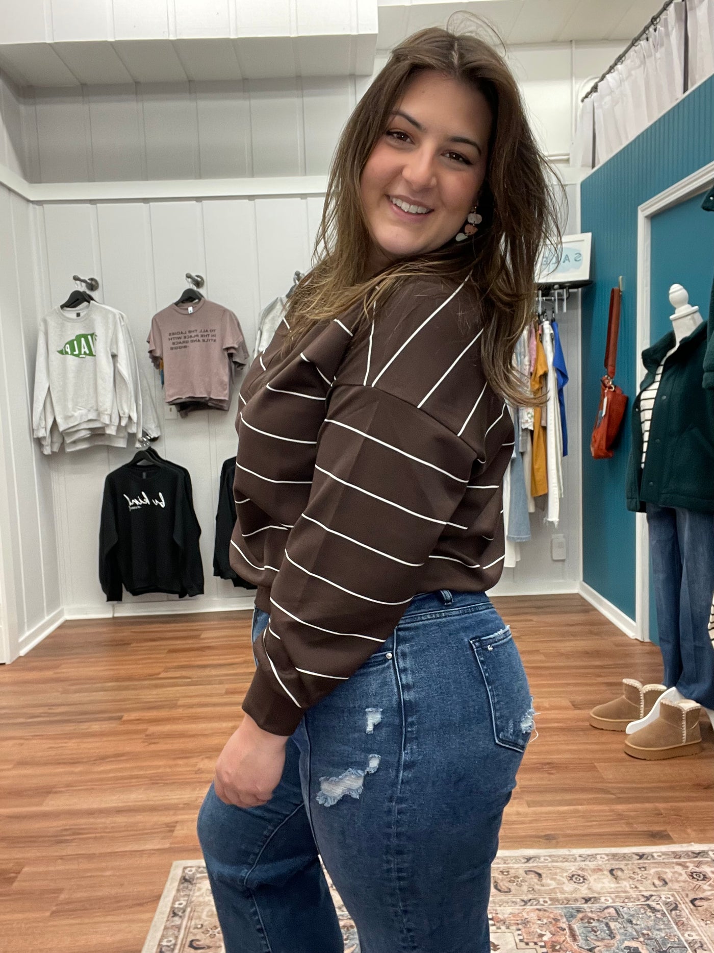 Jameson Scuba Stripe V-Neck Jacket Top