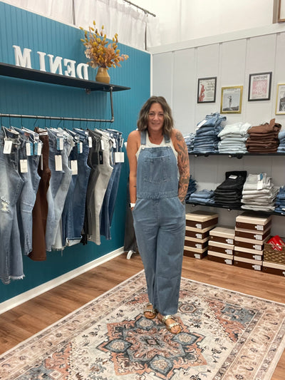 Marlo Wide Leg Denim Overalls