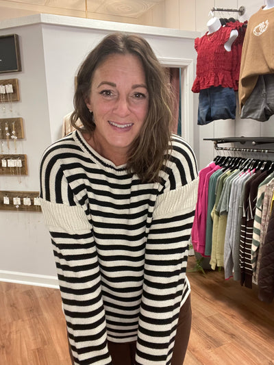 Glinda Striped Knit Crewneck Sweater