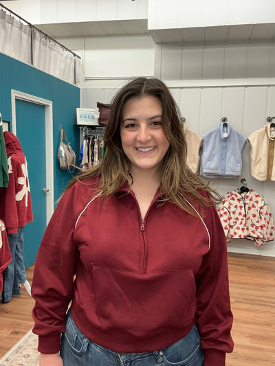 Bells Half Zip Piping Detail Top