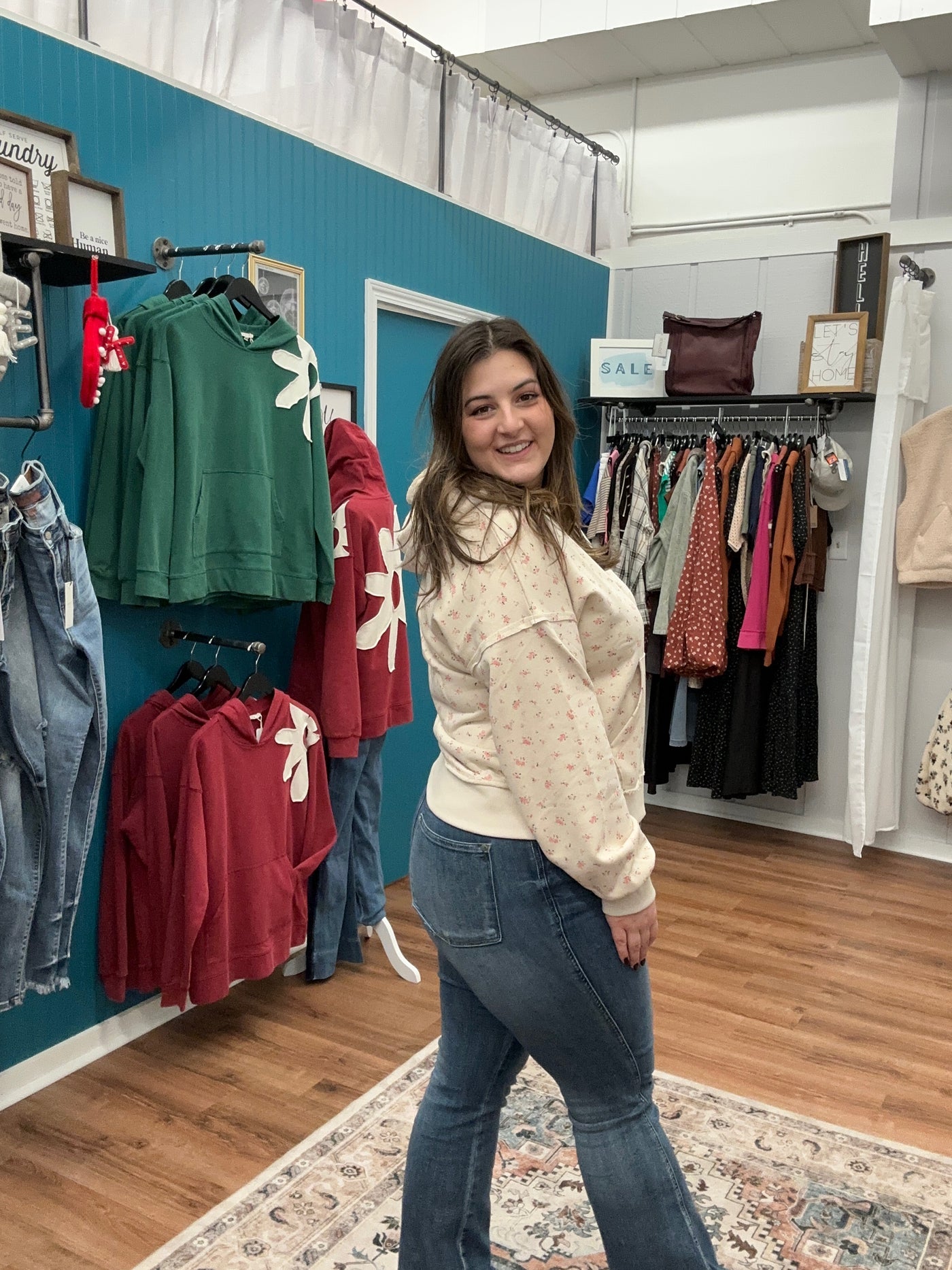 Frosty Oversized Floral Hoodie Sweatshirt