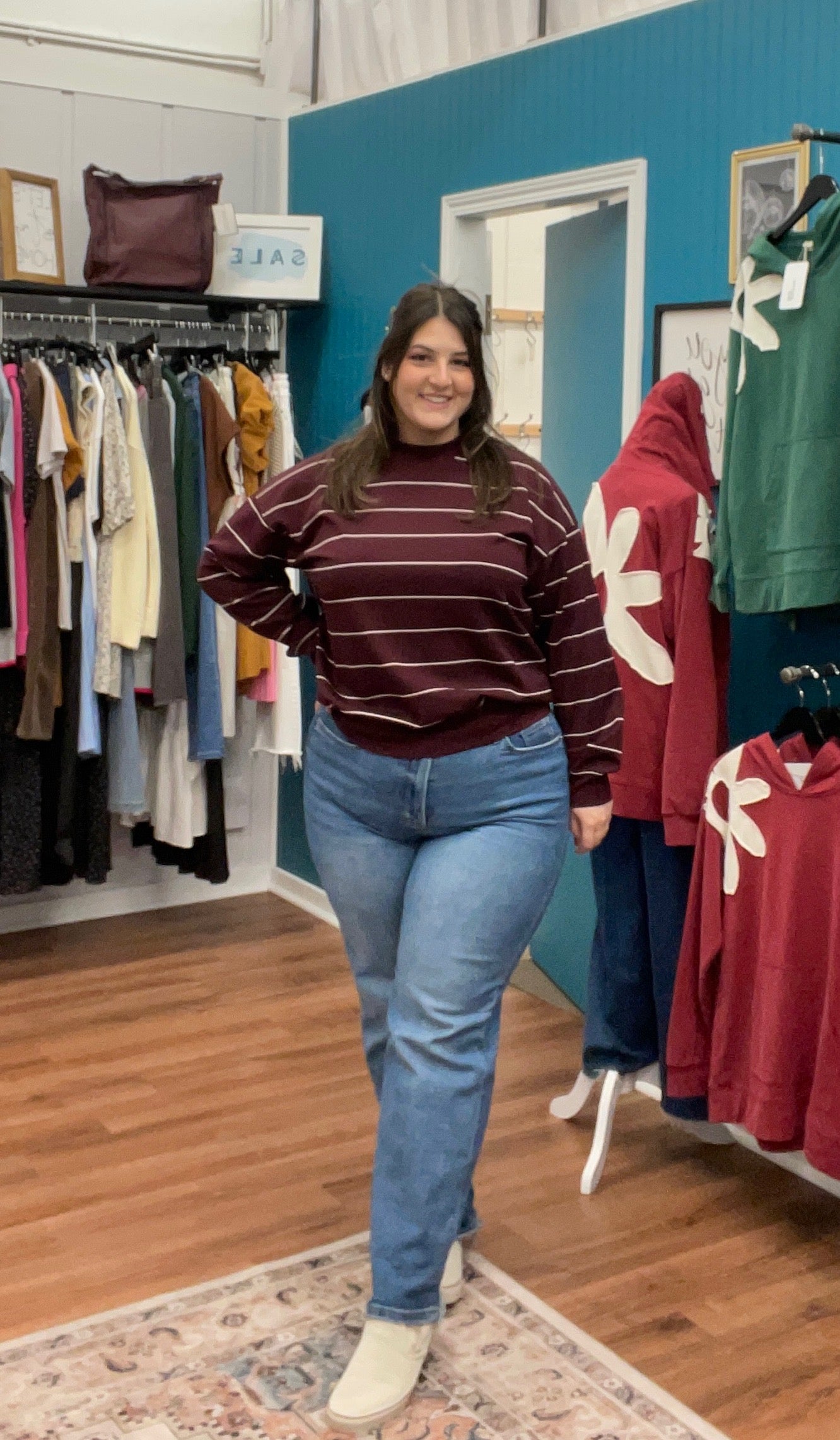 Harley Striped Long Sleeve Crewneck Top