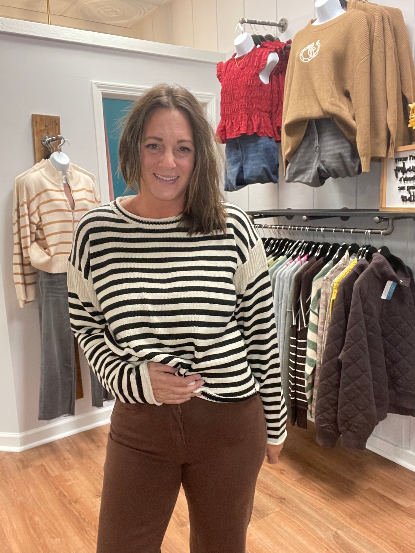 Glinda Striped Knit Crewneck Sweater