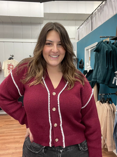 Cranberries Contrast Stitch Cardigan