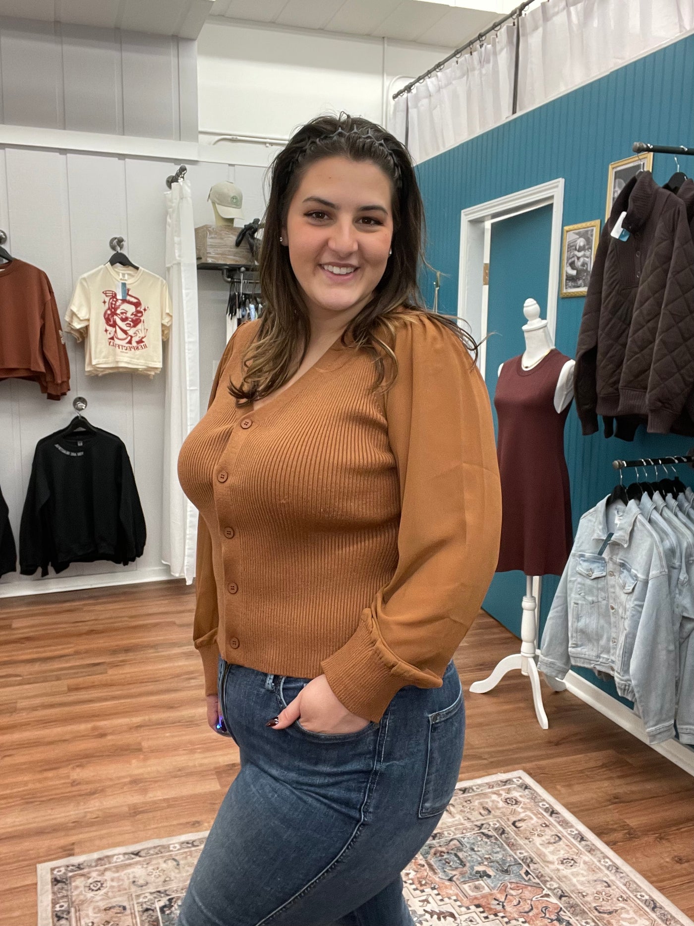 Tatum Cardigan Chiffon Sleeve Sweater