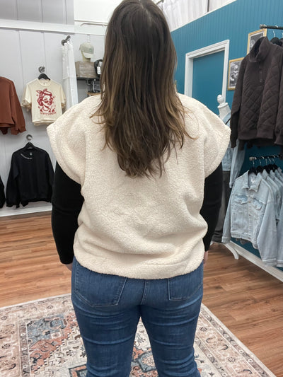 Ashley Suede Trim Sherpa Vest