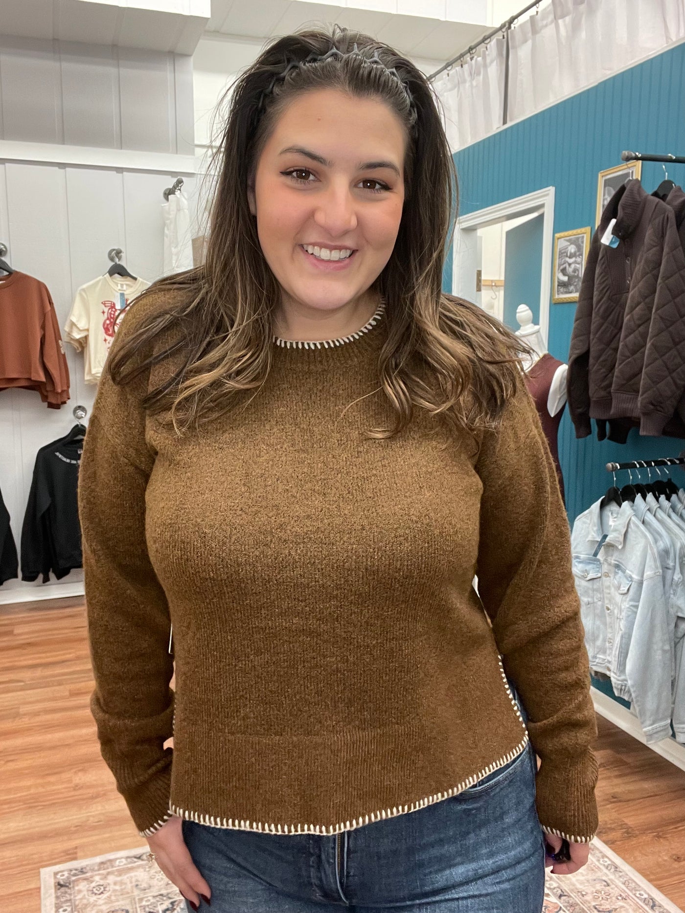 Kallie Side Slit Crewneck Sweater