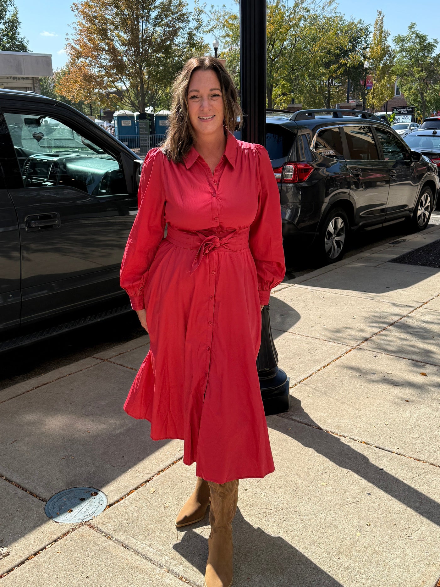 Chili Pepper Front Tie Midi Dress