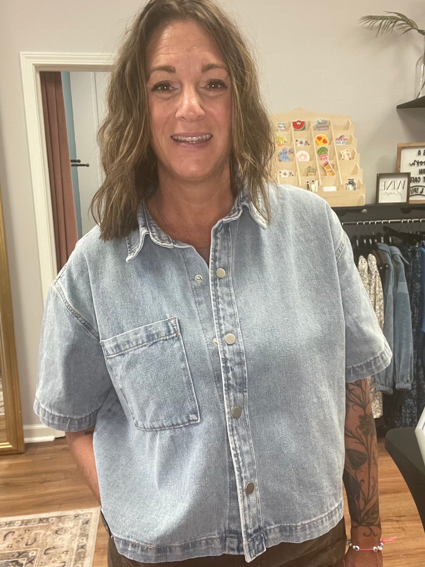 Brittani Boxy Denim Top