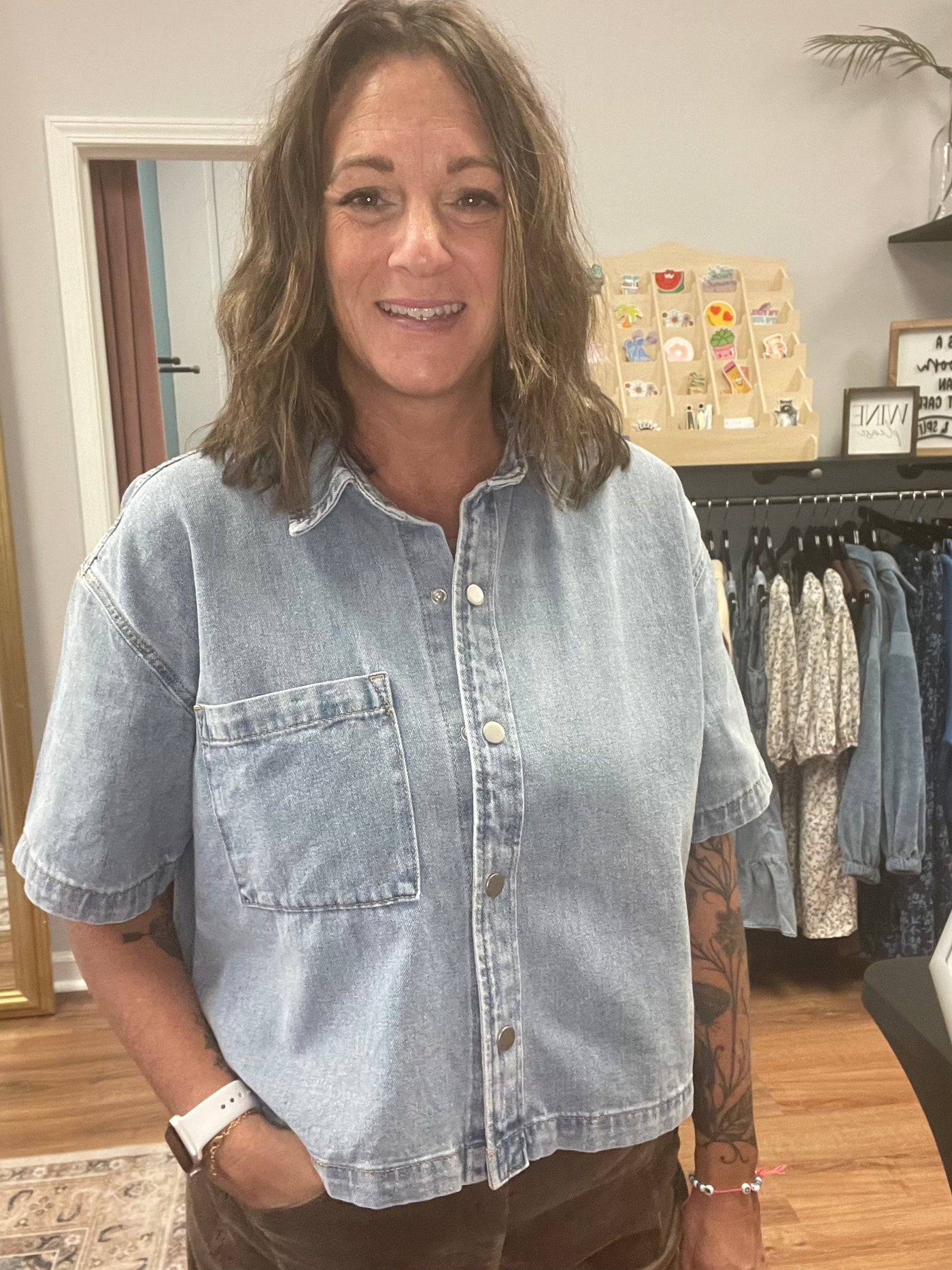 Brittani Boxy Denim Top