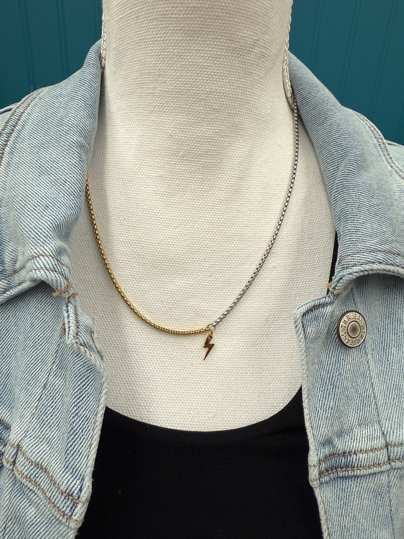Two Tone Lightening Bolt Necklace