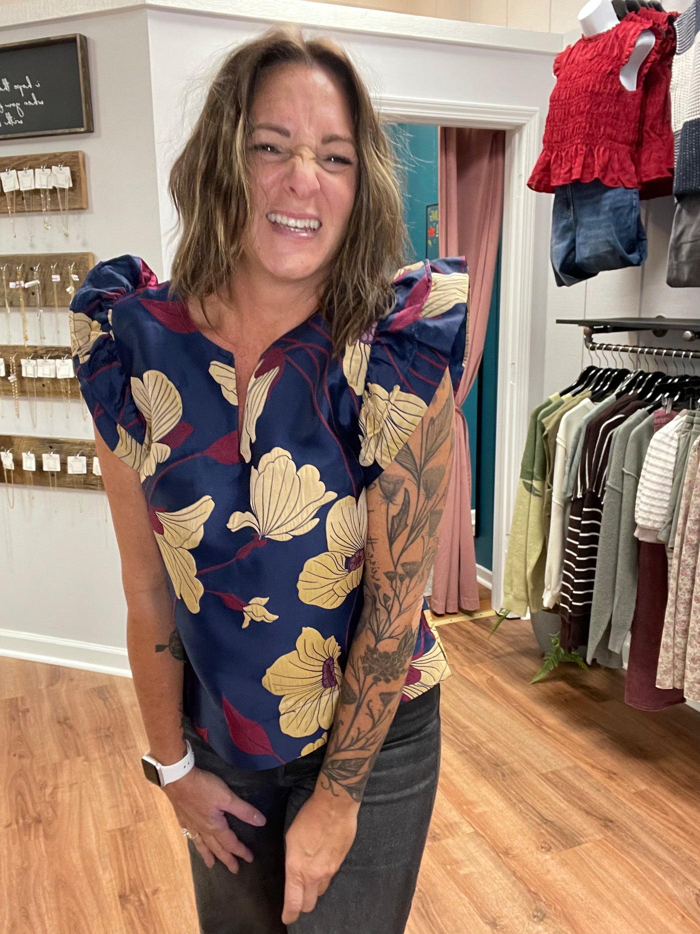 Lacey Floral Jacquard Top