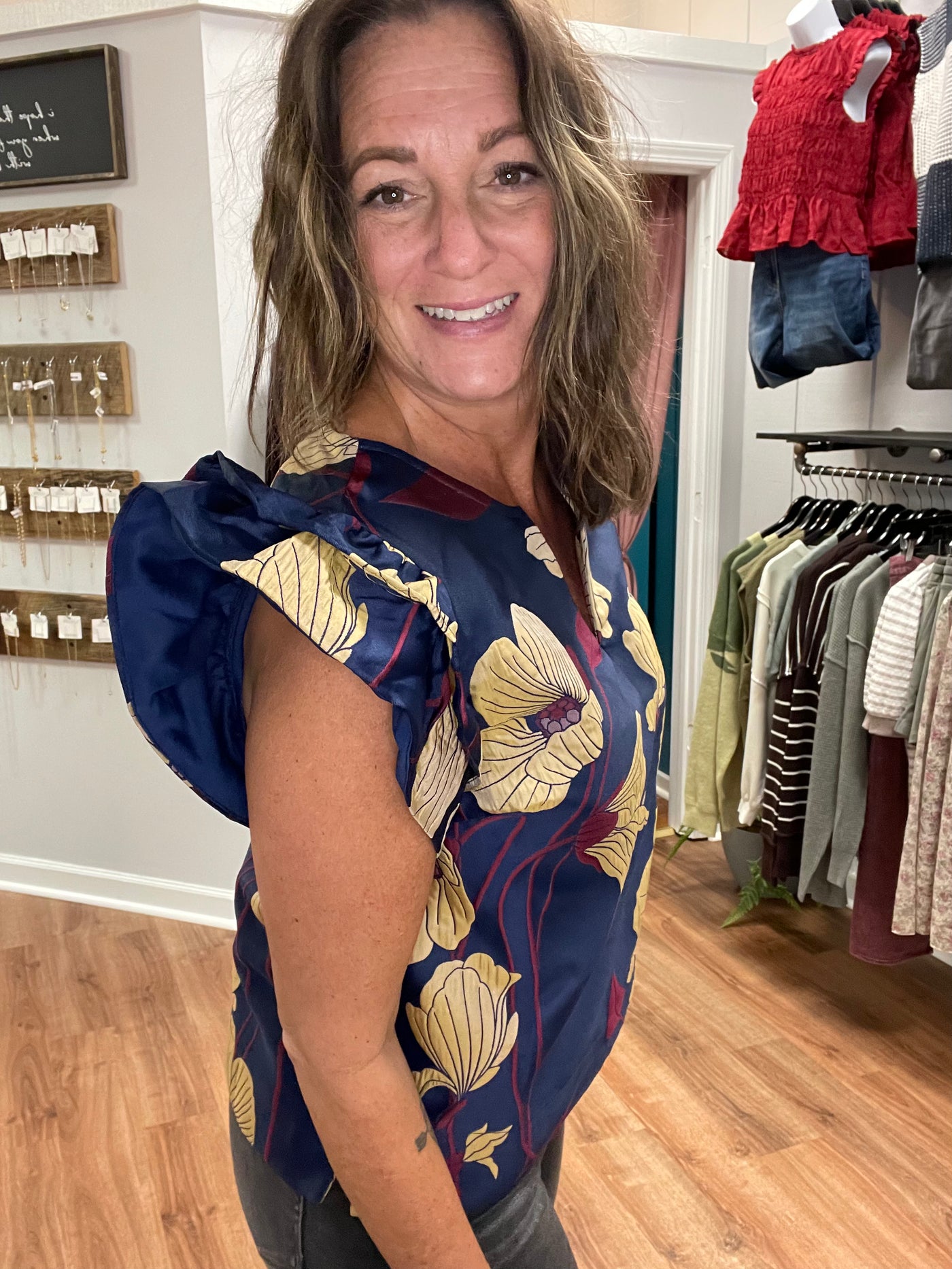 Lacey Floral Jacquard Top