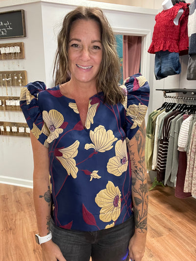 Lacey Floral Jacquard Top