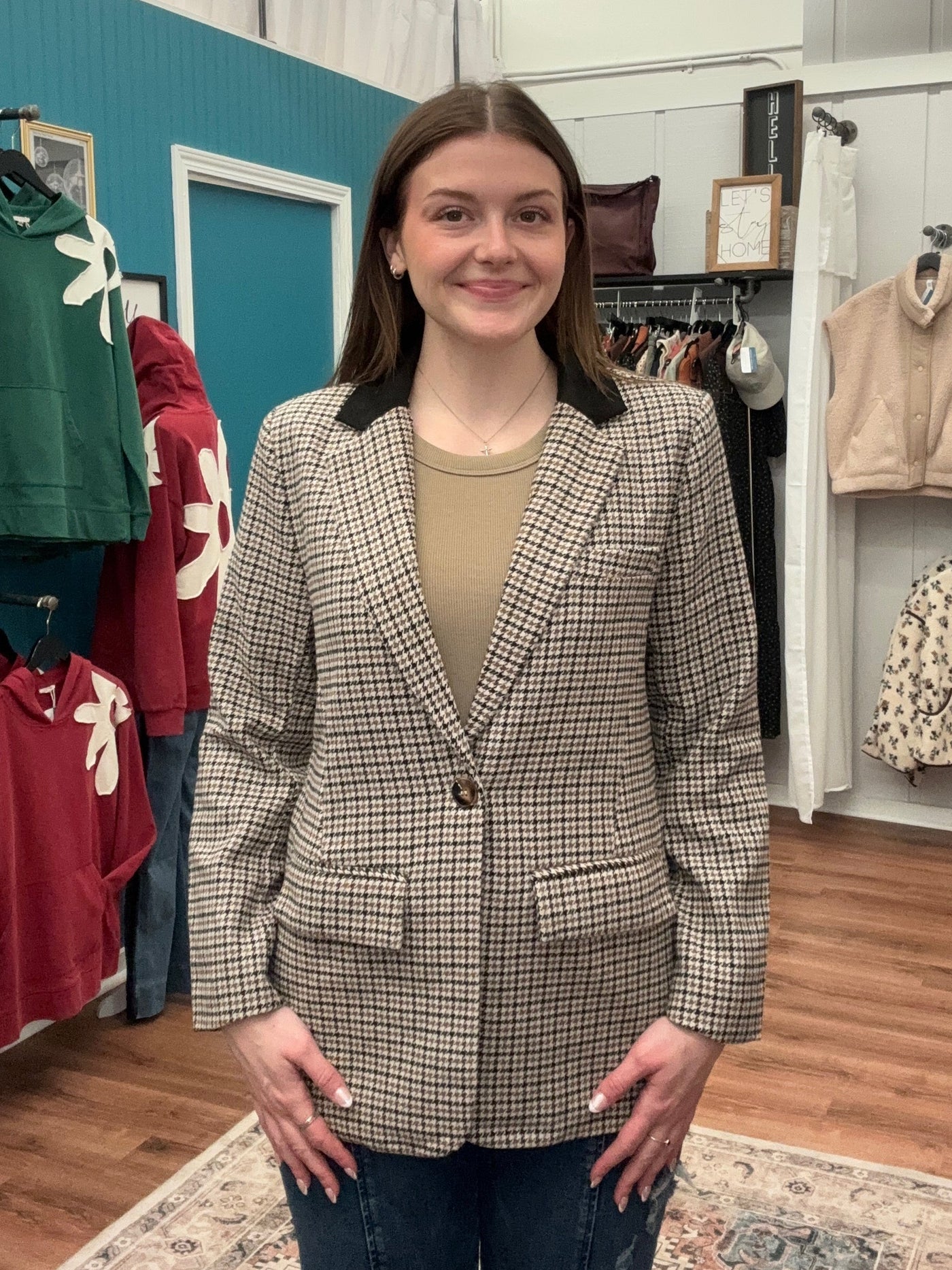 Show Stopper Herringbone Blazer