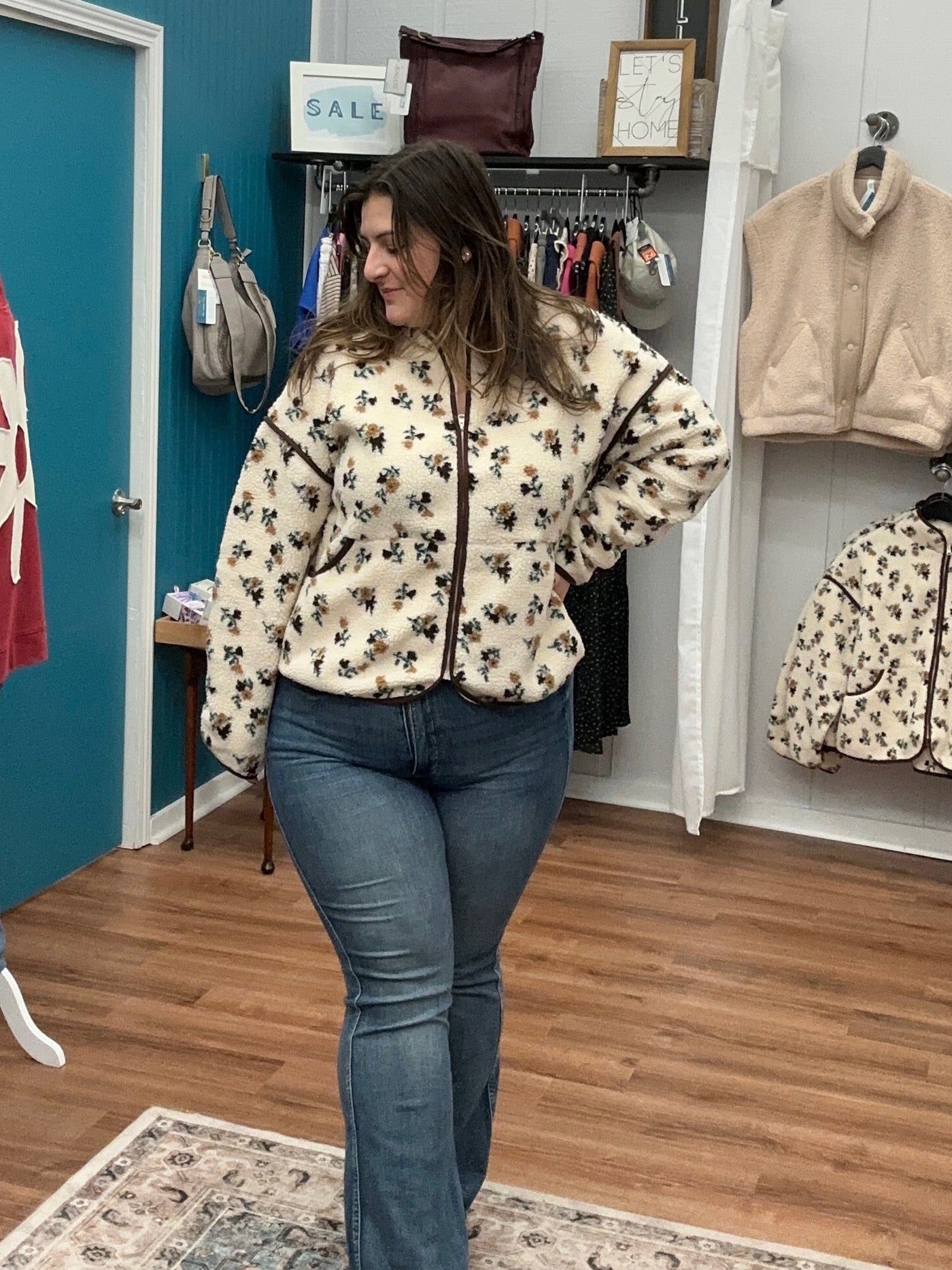 Jingle Oversized Printed Sherpa Jacket