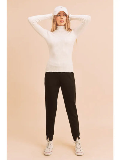 Marcey Ribbed Knit Mock Neck Sweater