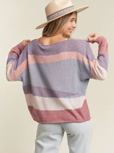 Dana Multi Stripe Boat Neck Sweater