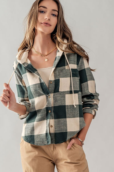 Ginny Flannel Button Hoodie