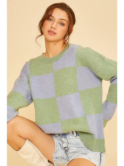 Leighton Checkerboard Sweater Top