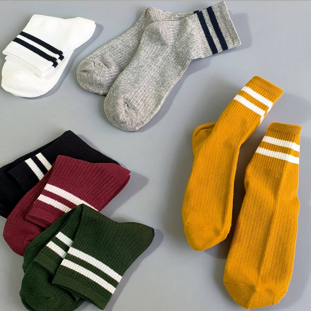 Stripe Cotton Mid Socks
