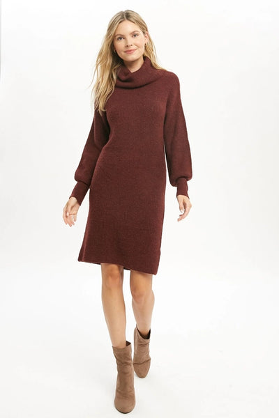 Merlot Ribbed Sweater Dress