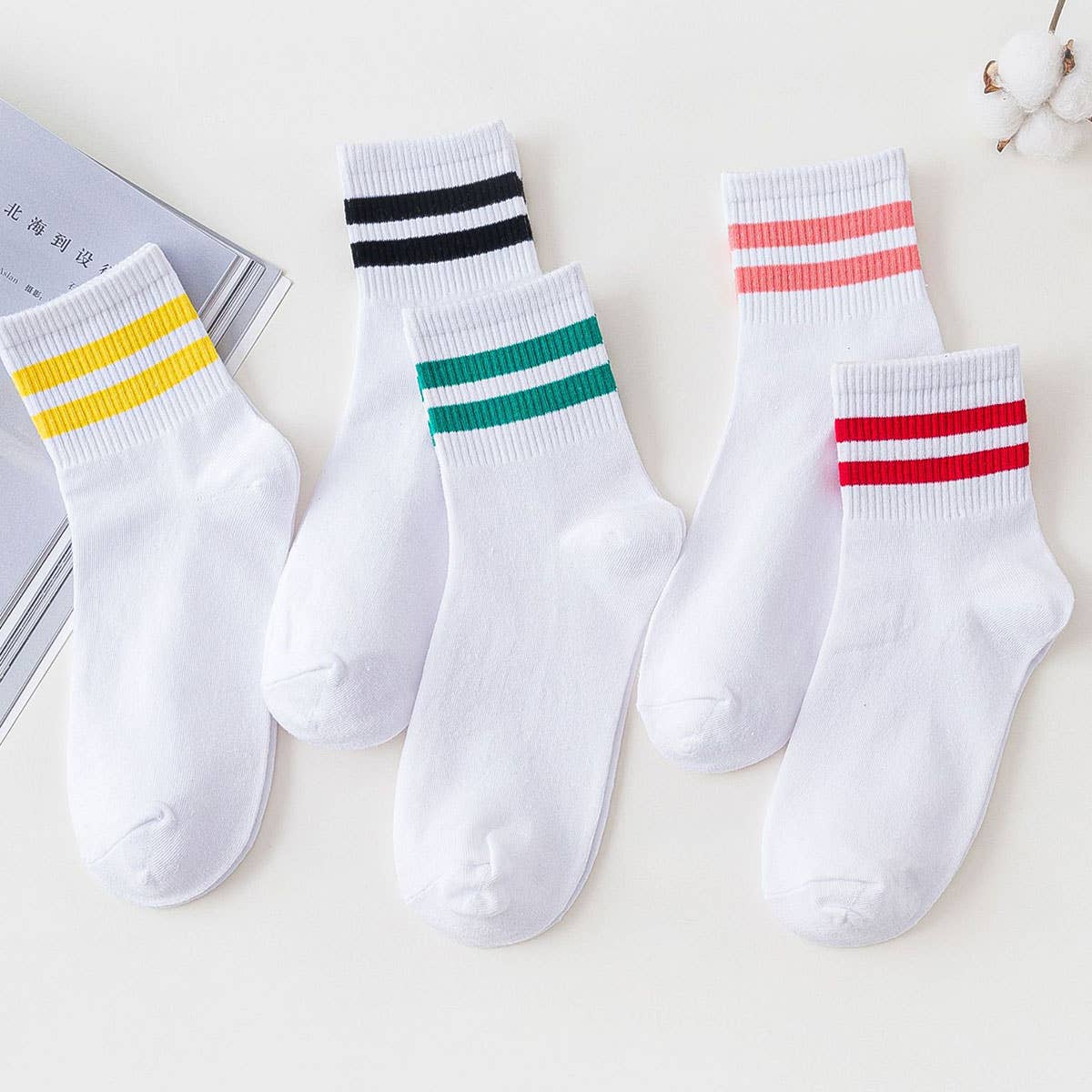 Stripe Cotton Mid Socks