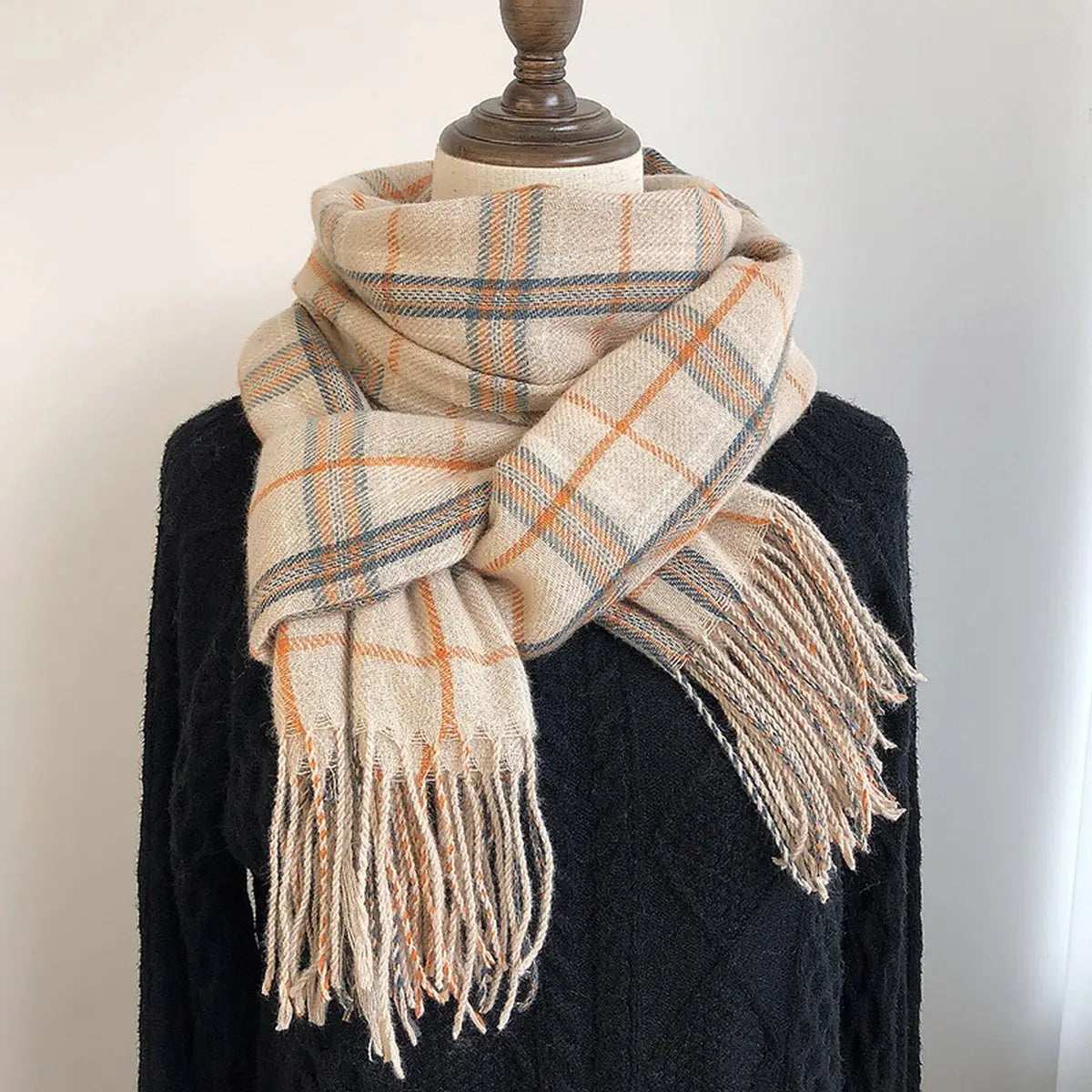 Plaid Faux Cashmere Scarf