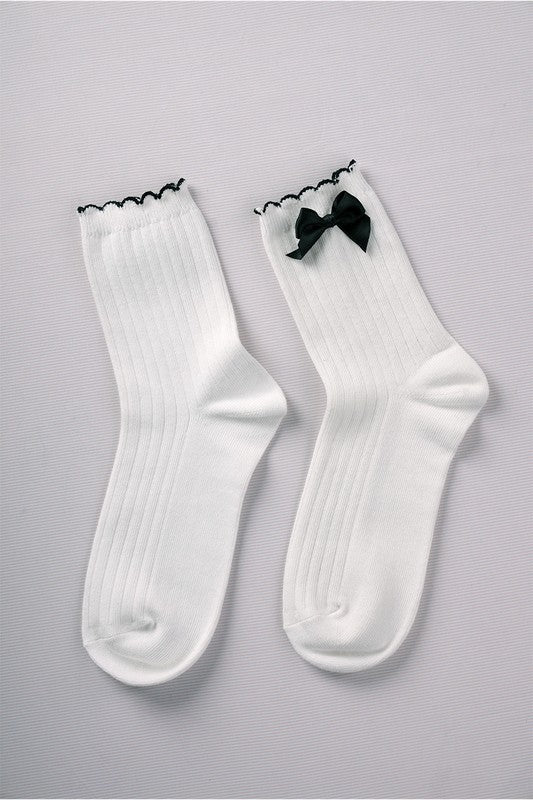 Side Bow Crew Socks