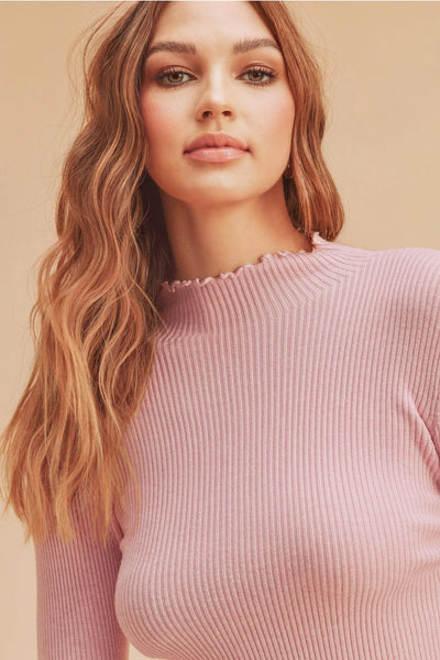 Marcey Ribbed Knit Mock Neck Sweater