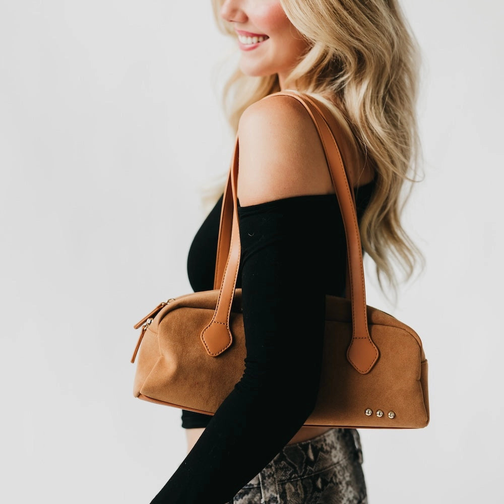 Sally Suede Barrel Shoulder Bag
