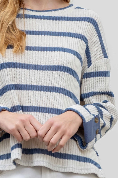 Whitney Striped Folded Sleeve Sweater