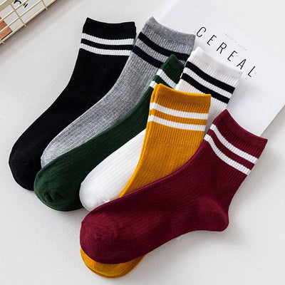 Stripe Cotton Mid Socks