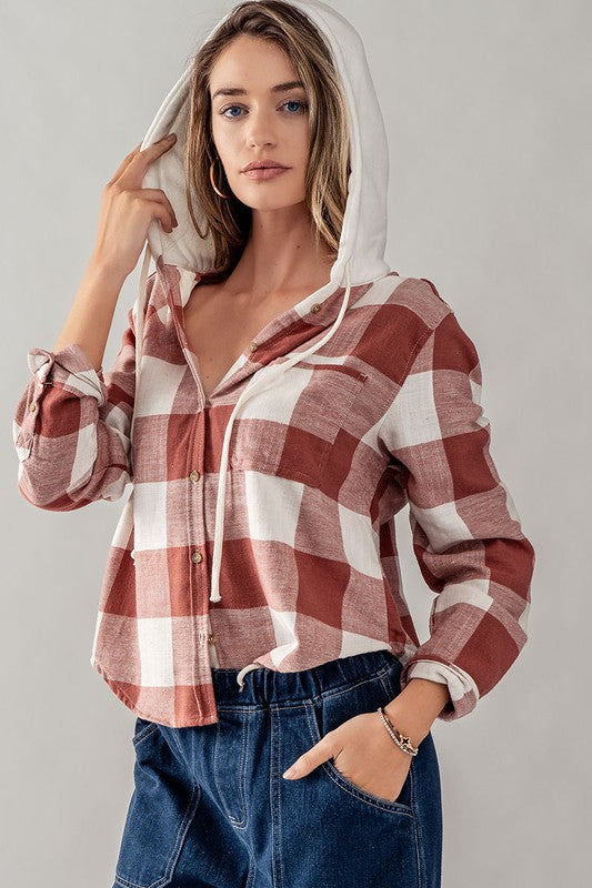 Ginny Flannel Button Hoodie