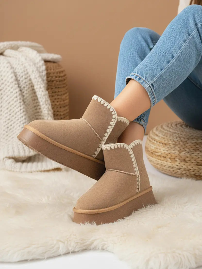 Juniper Sherpa Stitched Ankle Boots