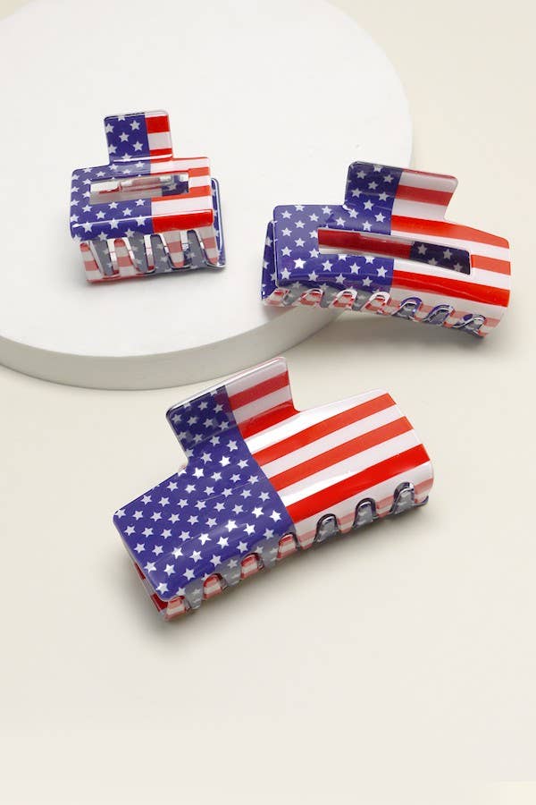 USA Flag Print Hair Claw Clip