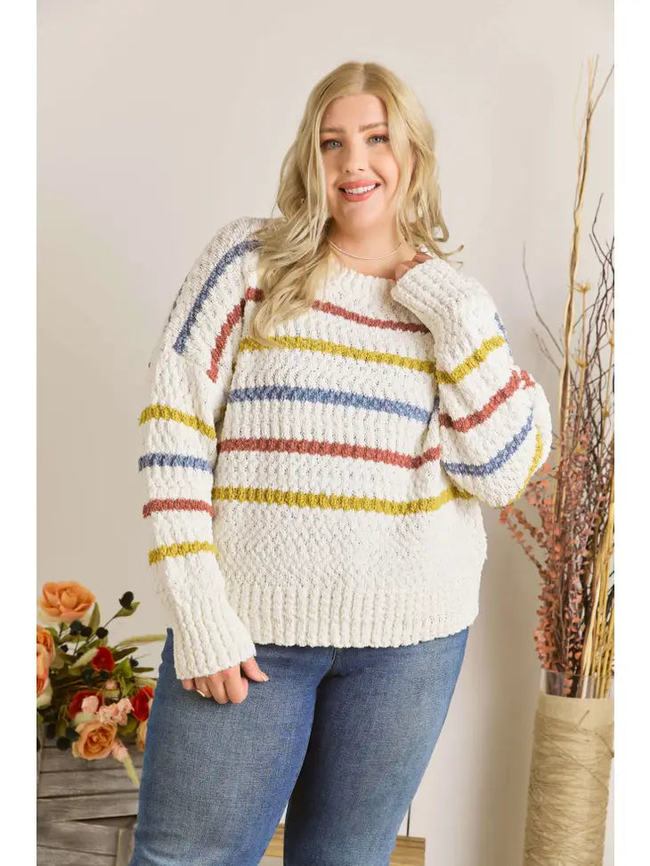 Margot Striped Textured Sweater
