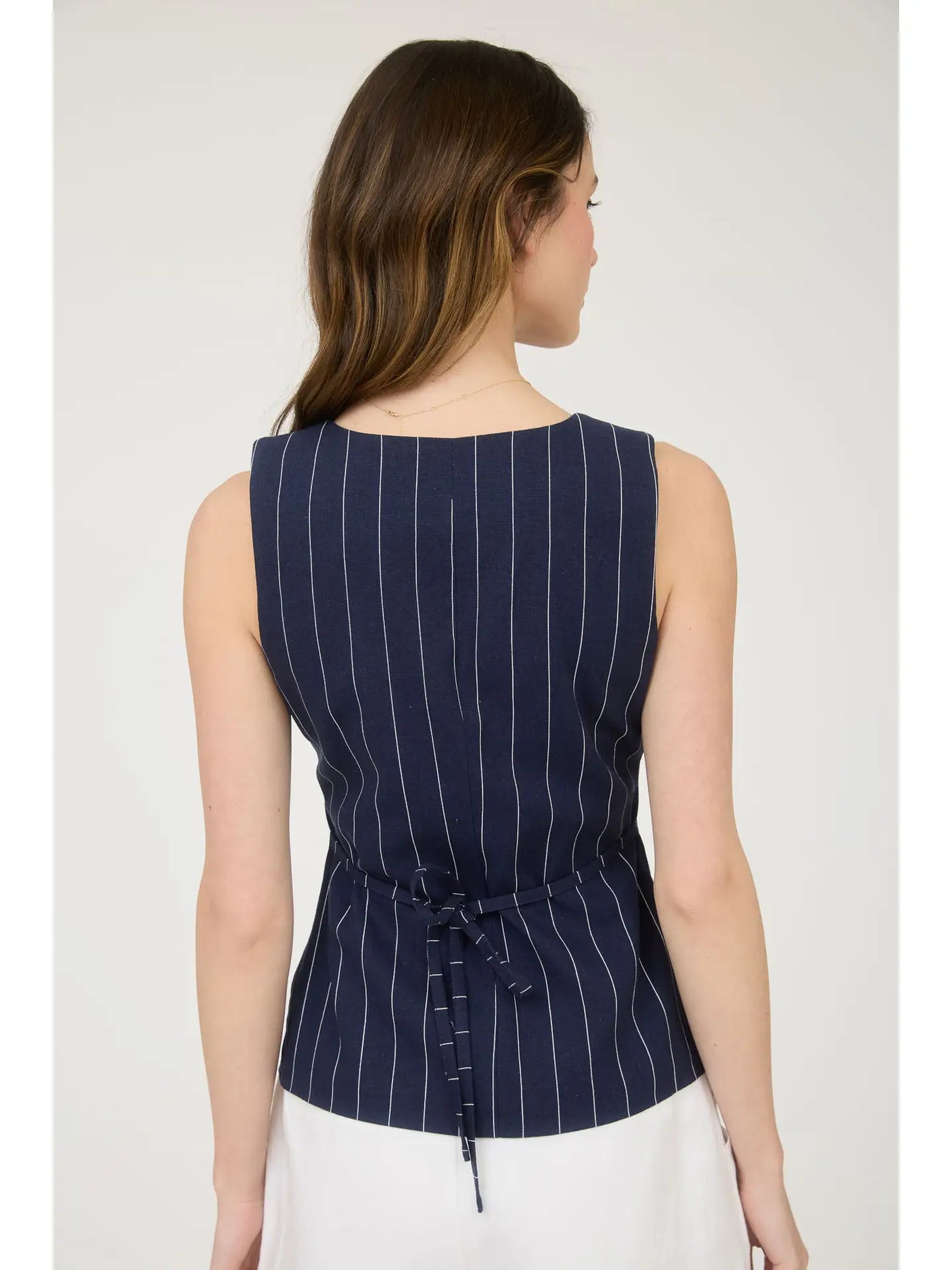 Asher Sleeveless Pinstripe Vest