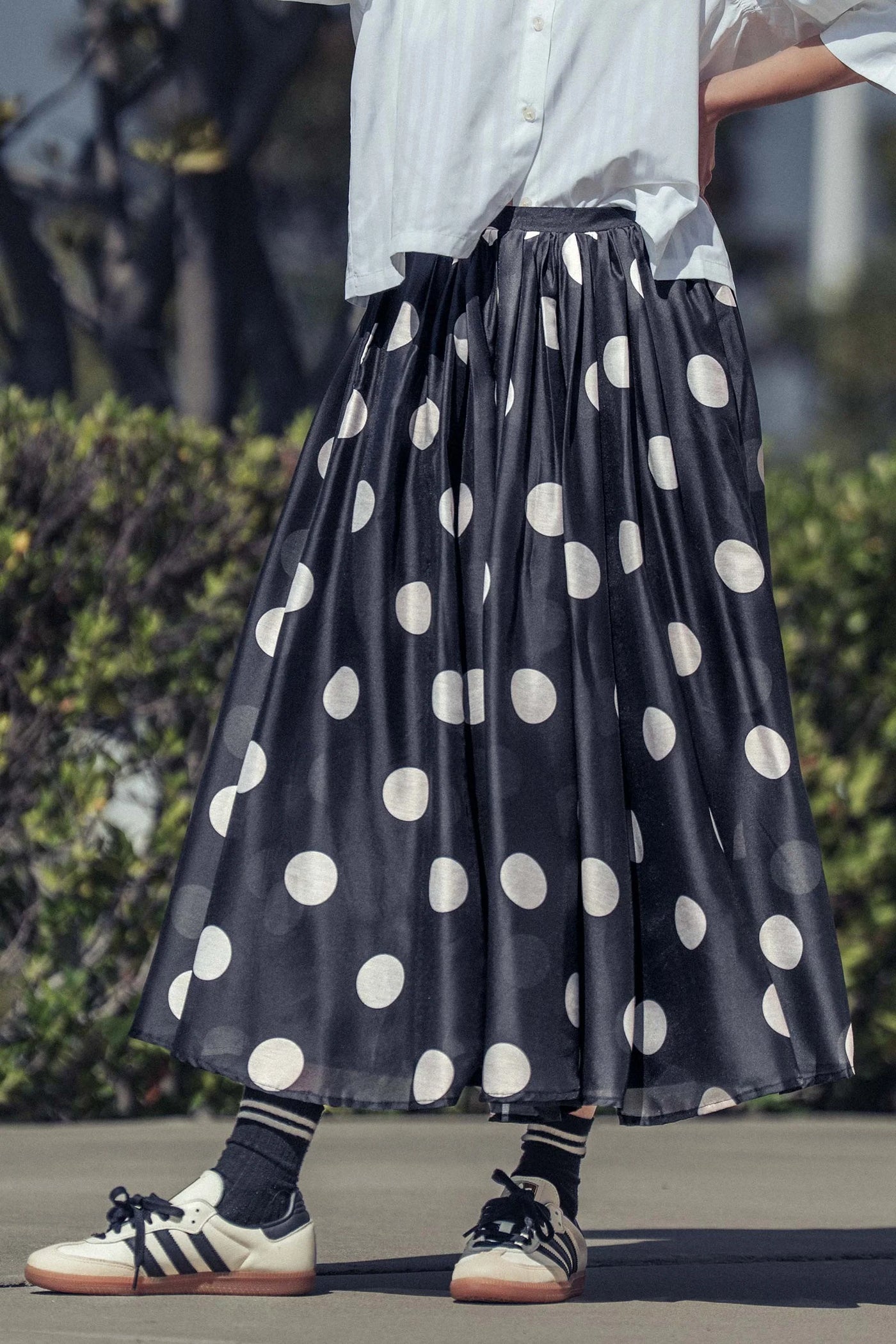 Raven Polka Dot Midi Skirt