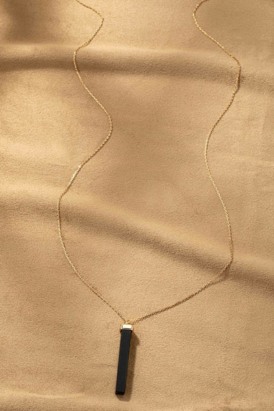 Crush Long Bar Stone Pendant Necklace