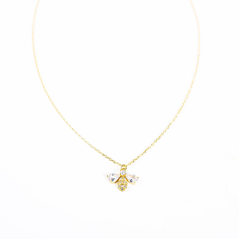 Pretty Simple - Buzzing Bee Crystal Necklace: Gold