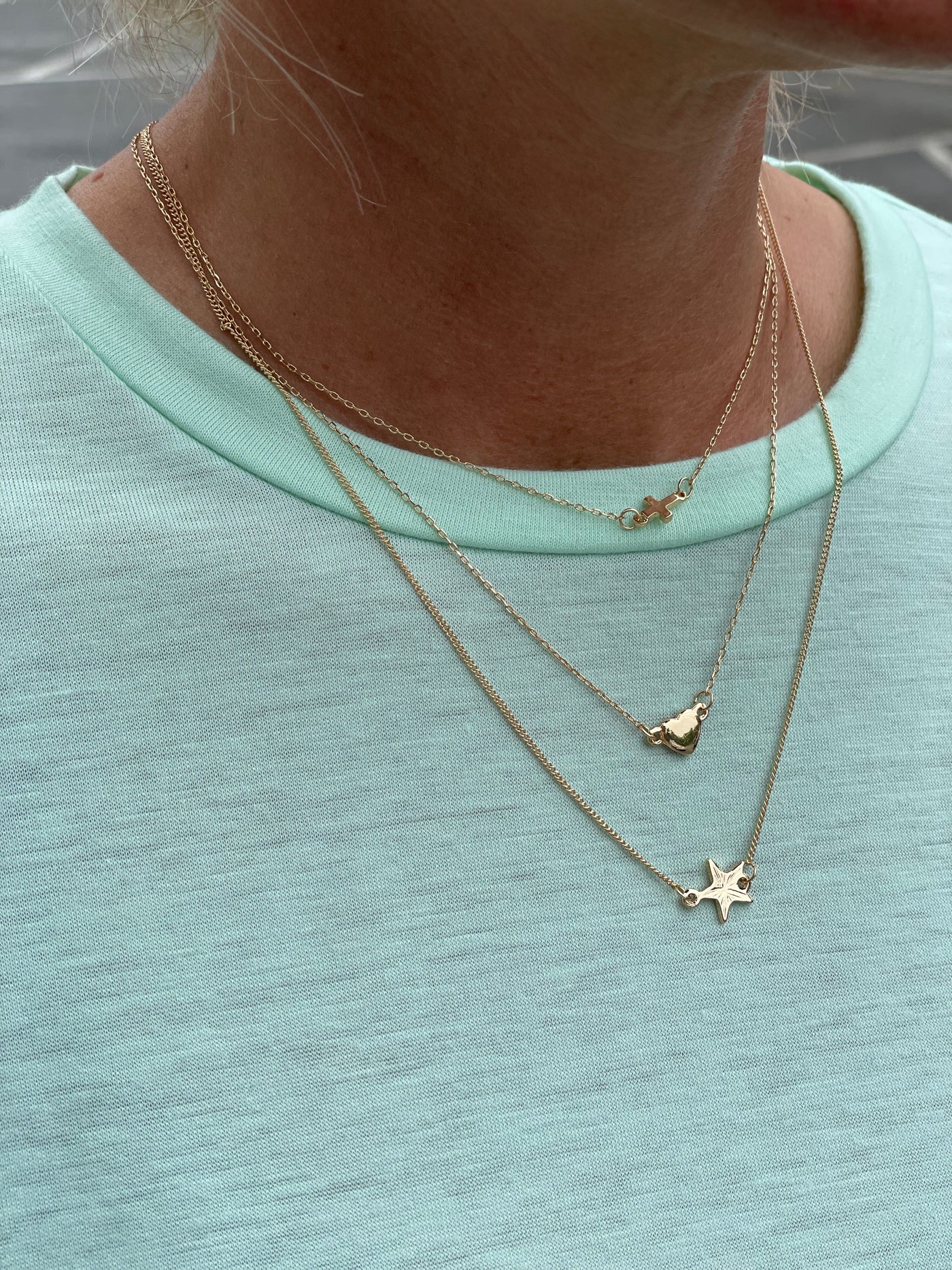 Three Layer Star / Heart / Cross Necklace