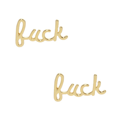 Fashion City - Gold Dipped Word Post Earrings: ONE SIZE / G